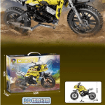 Голям 3D конструктор мотоциклет, 454 части, кросов мотор