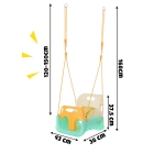 Детска люлка 3 в 1 на въжета за дом и градина, с облегалка и предпазни колани, до 30 кг, тюркоазено-бежова