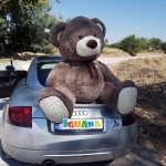 Огромен Плюшен Мечок 150 см с Панделка и Апликации на Лапите и Ушите, Кафяв