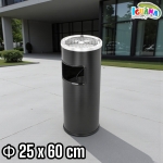 Външен Пепелник с Кош за Боклук от Неръждаема Стомана Ф 25×60 см