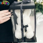 Зайче от рози с панделка , 45 см в подаръчна кутия - Iguana.bg