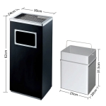 Външен Пепелник с Кош за Боклук от Неръждаема Стомана Правоъгълен 25×31 см