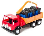 ГОЛЯМ камион с кран и контейнери за боклук KAMAZ, 2 цвята, 40x20x24см, КАМАЗ, ORION, Украйна