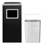 Външен Пепелник с Кош за Боклук от Неръждаема Стомана Правоъгълен 25×31 см